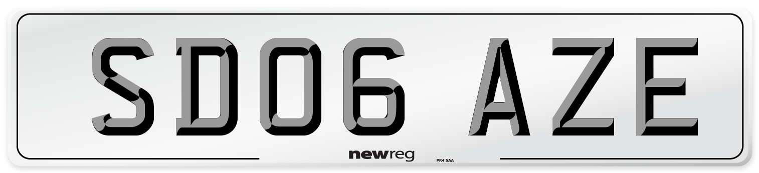 SD06 AZE Number Plate from New Reg